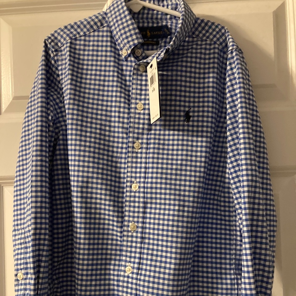 Boys Ralph Lauren gingham cotton shirt size Small